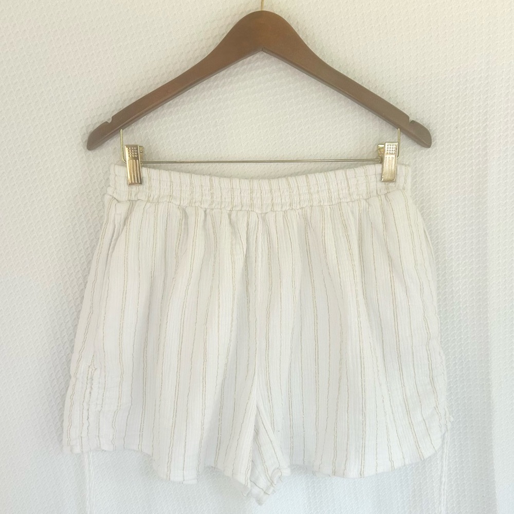 Aerie White Shorts w/ Gold Highlights & Side Drawstring (XL)